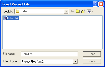 Open HELLO Project Dialog