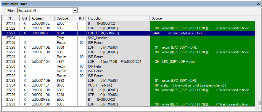 Instruction Trace Window
