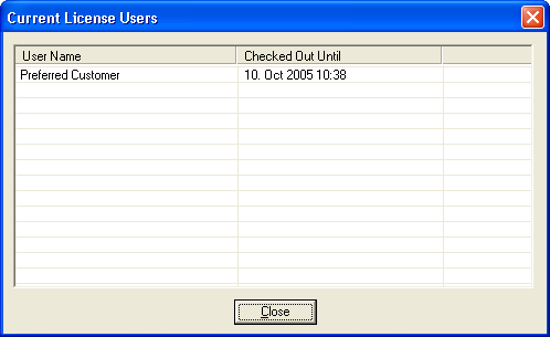 Current License Users Dialog