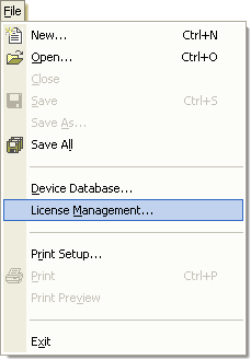 &micro;Vision3 License Management Menu