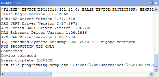 Flash Magic Download Output Window