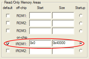 Options for Target - IROM1