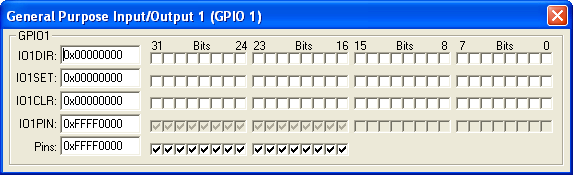 GPIO Port 1 Simulation Dialog