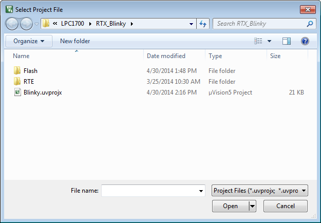 Select Project File Dialog