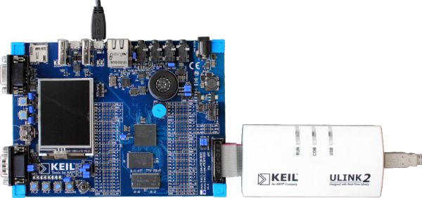 MCB1800 Board Connected to the ULINK2 JTAG Adapter