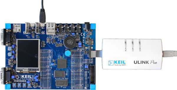 MCB1800 Board Connected to the ULINKpro JTAG Adapter