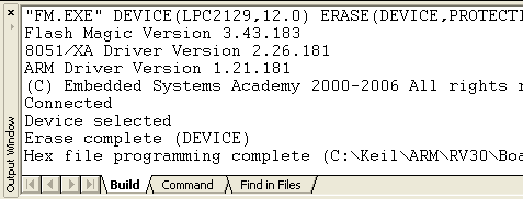 Flash Magic Download Output Window
