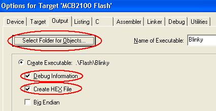 Options for Target - Output Dialog