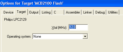 Options for Target Dialog
