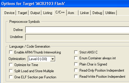 Options for Target - Compiler Options Dialog