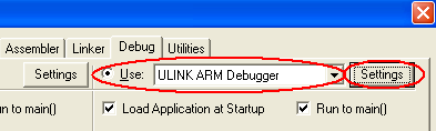 Options for Target - Debug - Use ULINK Selection