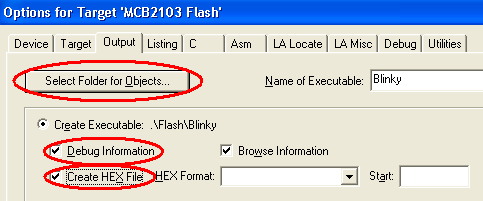 Options for Target - Output Dialog