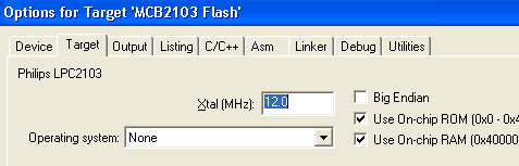 Options for Target - Target Dialog