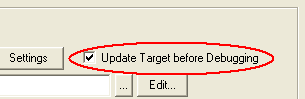 Update Target Before Debugging Selection