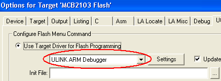 Use Target Driver for Flash Selection