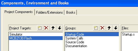 Components, Environment and Books Dialog