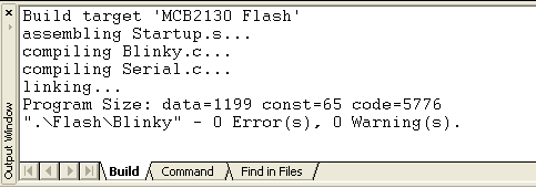 Compile and Link Output Command Window