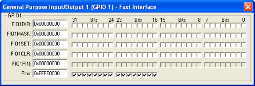 GPIO Port 1 Simulation Dialog