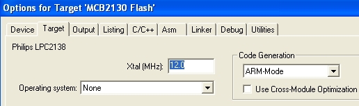 Options for Target - Target Dialog
