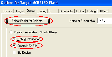 Options for Target Output Dialog