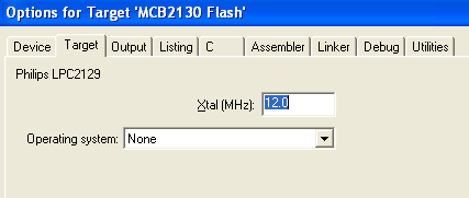 Options for Target - Target Dialog