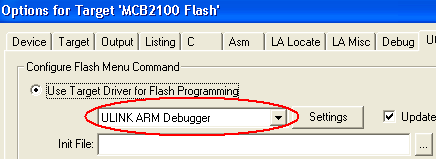 Use Target Driver for Flash Selection