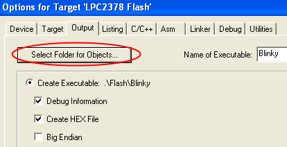 Options for Target - Output - Select Folder