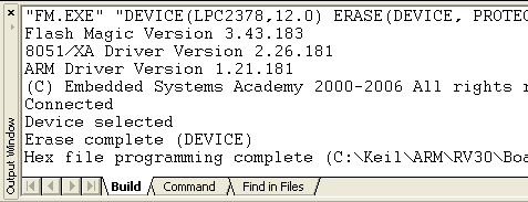 Flash Magic Download Output Window