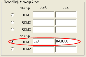 Options for Target - IROM1