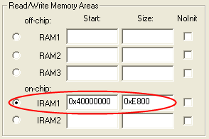 Options for Target - IRAM1