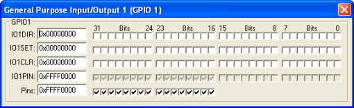 GPIO Port 1 Simulation Dialog