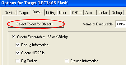 Options for Target - Output - Select Folder
