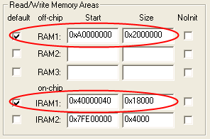 Options for Target - RAM1/IRAM1