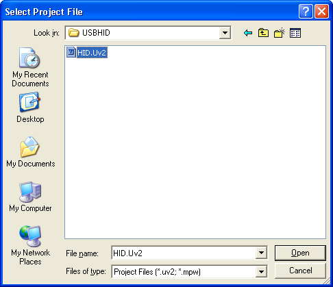 Select Project File Dialog