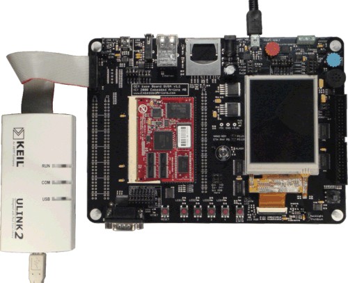 MCB2470 Board Connected to ULINK