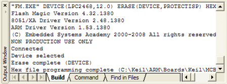 Flash Magic Download Output Window