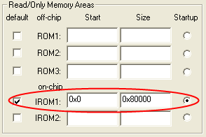 Options for Target - IROM1