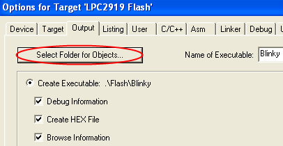 Options for Target - Output - Select Folder