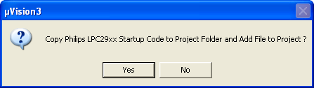 'Copy MCB2900 Startup Code' Dialog