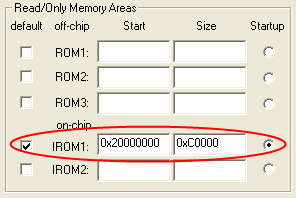Options for Target - IROM1