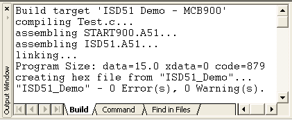 Target Build Output Window