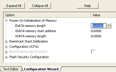 Configuration Wizard View of the START900.A51 File