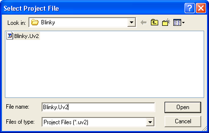 Open BLINKY Project Dialog