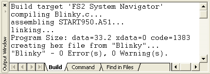 Target Build Output Window