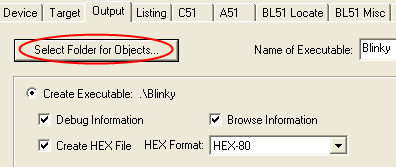 Options for Target - Output - Select Folder
