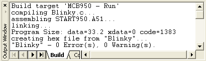 BLINKY Program Build Window