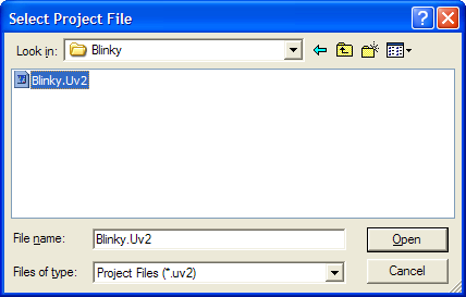 Open BLINKY Project Dialog