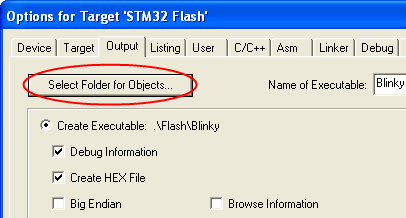 Options for Target — Output — Select Folder