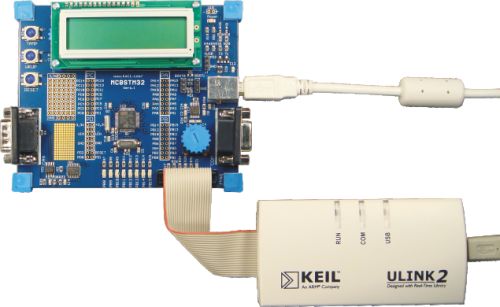 MCBSTM32 Board Connected to ULINK