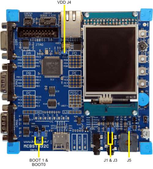 MCBSTM32C Board Jumpers